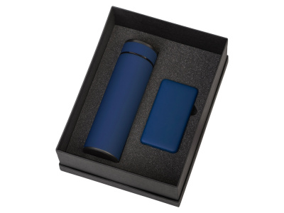 Подарочный набор с термосом и повербанком С1, темно-синий , размер 5000 mAh