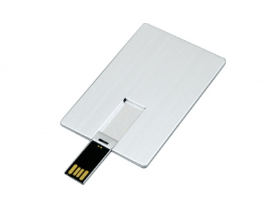 USB-флешка на 16 Гб в виде металлической карты, с раскладным чипом, серебро , размер 16ГБ