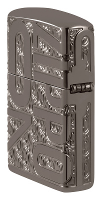 Зажигалка ZIPPO Reverse Carve с покрытием Black Ice®, латунь/сталь, чёрная, глянцевая, 38x13x57 мм