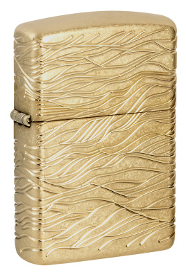 Зажигалка ZIPPO Armor® Luxury Waves Design с покрытием Tumbled Brass, латунь/сталь, золотистая, матовая, 38x13x57 мм