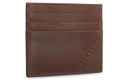 Портмоне для кредитных карт BUGATTI АРИСТОКРАТ | NOBILE, с защитой данных RFID, коричневое, натуральная воловья кожа, 10х0,3х8 см