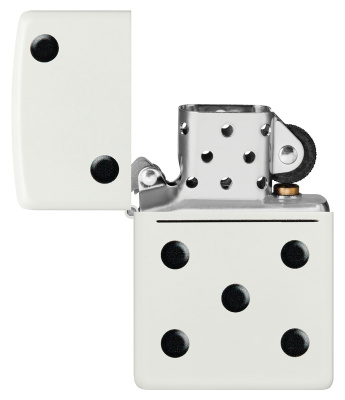 Зажигалка ZIPPO Domino Design с покрытием White Matte, латунь/сталь, белая, матовая, 38x13x57 мм