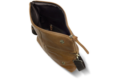 Сумка через плечо KLONDIKE RUSH «Jessica», натуральная кожа в коньячном цвете, 30 х 20/33 х 4,5 см