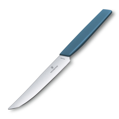 Нож для стейка VICTORINOX Swiss Modern, лезвие 12 см с прямой кромкой, васильково-синий