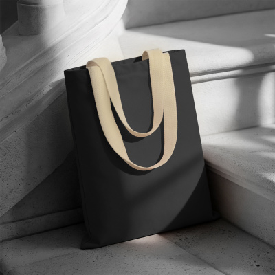 Сумка для шопинга Steady из хлопка с парусиновыми ручками, 260 г/м2, черный