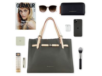 Сумка наплечная женская BUGATTI ЭЛЛА | ELLA, оливковая, полиуретан, 37,5х13,5х28 см