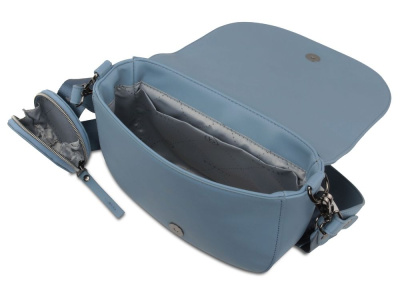 Сумка наплечная женская BUGATTI АЛМАТА | ALMATA, с кошельком, голубая, полиуретан, 27х6х18,5 см