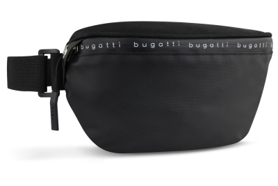 Сумка на пояс BUGATTI БЛАНК ОБЛЕГЧЕННАЯ | BLANC DELIGHT, чёрная, нейлон RPET600D/тарпаулин/полиэстер, 24х11х12,5 см, 2 л