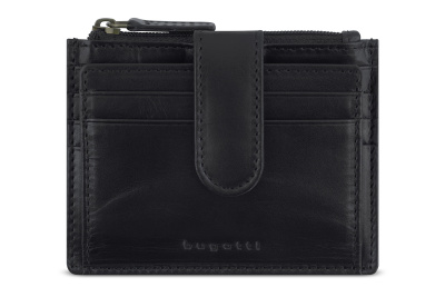 Портмоне для кредитных карт BUGATTI РЕМО | REMO, с защитой данных RFID, черное, воловья кожа, 10,5x1,5x8,2 см