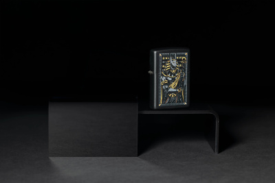 Зажигалка ZIPPO Anubis с покрытием Black Matte, латунь/сталь, черная, 38x13x57 мм