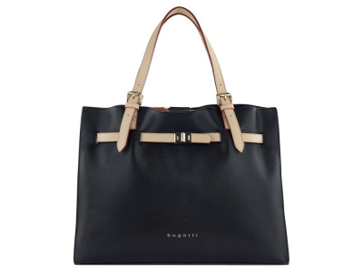 Сумка наплечная женская BUGATTI ЭЛЛА | ELLA, черная, полиуретан, 37,5х13,5х28 см