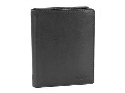 Портмоне BUGATTI ПЕРВЫЙ | PRIMO, чёрное, натуральная воловья кожа, 10х1,5х12,5 см