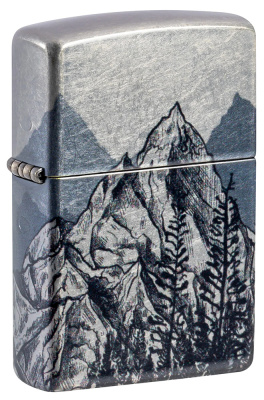 Зажигалка ZIPPO Mountain Sketch с покрытием 540 Tumbled Chrome, латунь/сталь, разноцветная, 38x13x57 мм