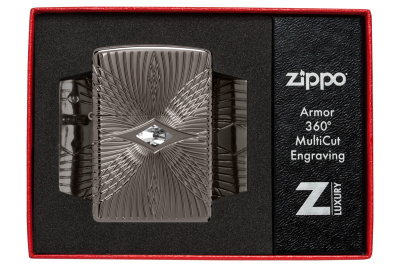Зажигалка ZIPPO Armor® с покрытием Black Ice®, латунь/сталь, чёрная, 38x13x57 мм
