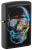 Зажигалка ZIPPO Цветной череп с черным матовым покрытием | Colorful Skull Design Black Matte, латунь/сталь, черная, 38x13x57 мм