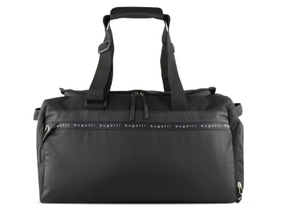 Сумка спортивная BUGATTI БЛАНК ОБЛЕГЧЕННАЯ | BLANC DELIGHT, чёрная, нейлон RPET600D/тарпаулин/полиэстер, 47х23х28 см, 22 л