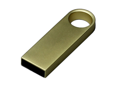 USB 2.0-флешка на 512 Мбайт с мини чипом и круглым отверстием, золотистый , размер 512МБ