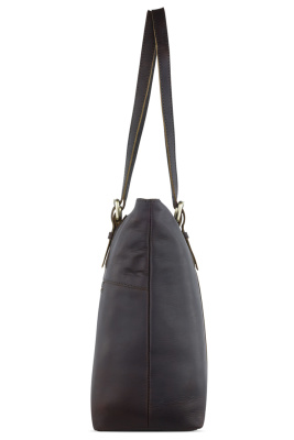 Сумка женская KLONDIKE RUSH «Lily»,натуральная кожа в темно-коричневом цвете, 42,5 х 29 х 13 см