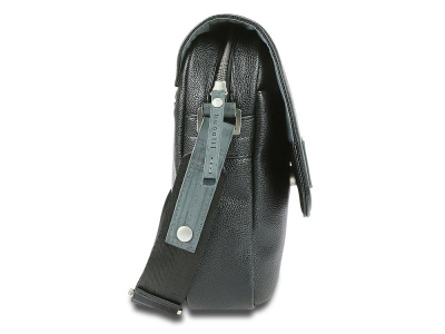 Сумка наплечная BUGATTI МОТОБАЙК D | MOTO D, чёрная, полиуретан, 18х6х24 см, 2 л