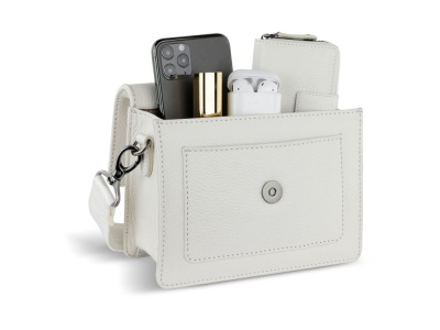 Сумка через плечо женская BUGATTI ЭЛЬЗА | ELSA, белая, воловья кожа/полиэстер, 18,5х8,5х14,5 см