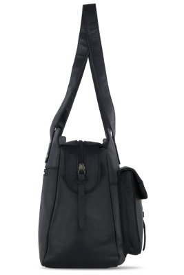 Сумка через плечо KLONDIKE RUSH «Zoe», натуральная кожа в черном цвете, 28 х 24 х 18 см