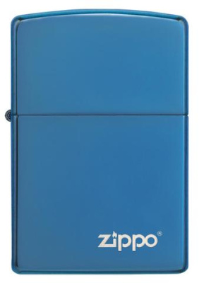 Зажигалка ZIPPO Classic с покрытием Sapphire™, с лого, латунь/сталь, синяя, глянцевая, 38x13x57 мм