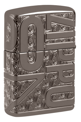 Зажигалка ZIPPO Reverse Carve с покрытием Black Ice®, латунь/сталь, чёрная, глянцевая, 38x13x57 мм