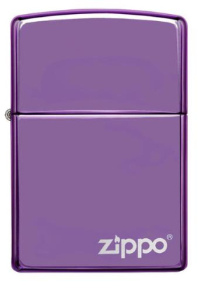 Зажигалка ZIPPO Classic с покрытием Abyss™, латунь/сталь, фиолетовая с логотипом, 38x13x57 мм
