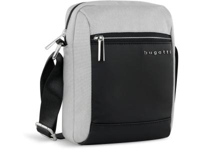 Сумка наплечная мужская BUGATTI СЕРА | SERA, светло-серая, полиэстер, 17х5,5х21 см, 1,5 л