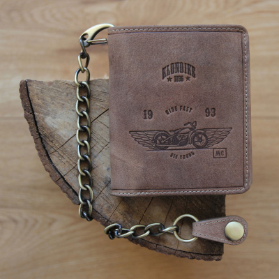 Бумажник KLONDIKE «Wayne Bike», натуральная кожа в светло-коричневом цвете, 10,5 х 12,5 х 2,5 см