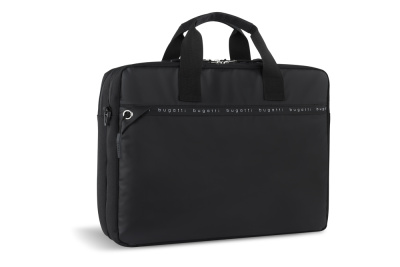 Портфель мужской BUGATTI БЛАНК ОБЛЕГЧЕННАЯ | BLANC DELIGHT, чёрный, нейлон RPET600D/тарпаулин/полиэстер, 40х10х29 см