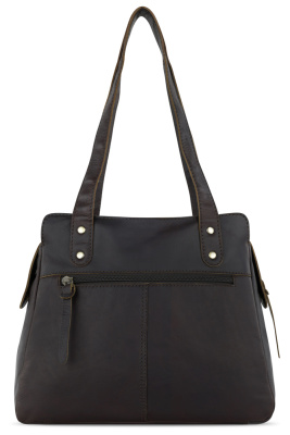 Сумка через плечо KLONDIKE RUSH «Zoe», натуральная кожа в темно-коричневом цвете, 28 х 24 х 18 см