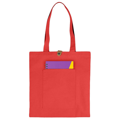 Сумка Clip из хлопка 340 г/м2 с застежкой из экокожи, красный