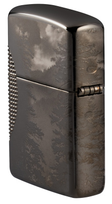 Зажигалка ZIPPO Armor™ Wolf с покрытием High Polish Black Ice®, латунь/сталь, чёрная, 38x13x57 мм