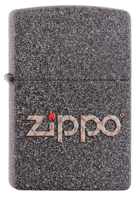 Зажигалка ZIPPO Snakeskin Logo с покрытием Iron Stone™, латунь/сталь, серая, матовая, 38x13x57 мм