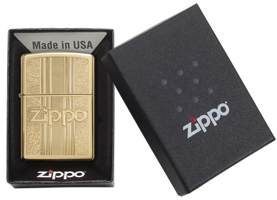 Зажигалка ZIPPO Графический узор с покрытием Глянцевая латунь | Pattern Design High Polish Brass, латунь/сталь, золотистая, 38x13x57 мм