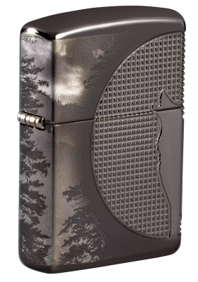 Зажигалка ZIPPO Armor™ Wolf с покрытием High Polish Black Ice®, латунь/сталь, чёрная, 38x13x57 мм