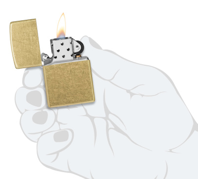 Зажигалка ZIPPO классическая с покрытием поцарапанная латунь | Classic Street Brass, латунь/сталь, золотистая, 38x13x57 мм