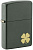 Зажигалка ZIPPO Четырехлистный клевер с зеленым матовым покрытием | Four Leaf Clover Green Matte, латунь/сталь, зеленая, 38x13x57 мм