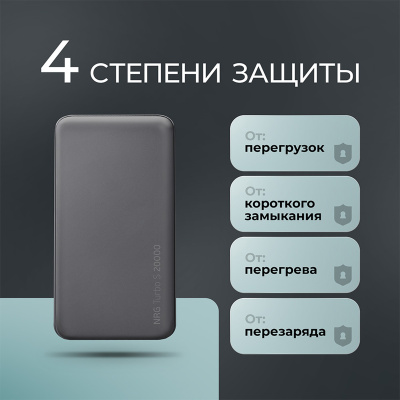 Внешний АКБ NRG Turbo S 20000 mAh, 20Вт, графит, Deppa , размер 20000 mAh