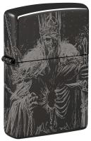 Зажигалка ZIPPO Skull King с покрытием High Polish Black, латунь/сталь, черная, глянцевая, 38x13x57 мм