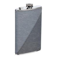 Фляга S.Quire 0,27 л, сталь+искусственная кожа, светло-серая