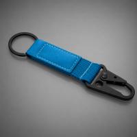 Брелок-ремувка Carabinier из ткани с вставкой из экокожи и карабином, синий