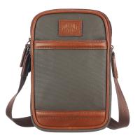 Сумка через плечо KLONDIKE "URBAN", натуральная кожа/канвас, оливковый/коричневый цвет, 12 х 19 х 4,5 см