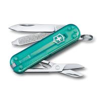 Нож-брелок VICTORINOX Classic SD Colors "Tropical Surf", 58 мм, 7 функций, полупрозрачный бирюзовый