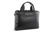 Портфель мужской BUGATTI Romeo, черный, воловья кожа/полиэстер, 36х5,5х26 см, 5 л