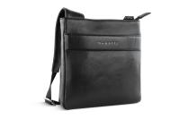 Сумка наплечная мужская BUGATTI Nome, черная, воловья кожа/полиэстер, 18х3,5х19 см, 1 л