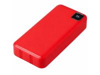 Внешний аккумулятор со встроенными кабелями Фрэйм Про, быстрая зарядка, 20000мач, красный