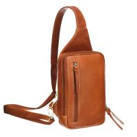 Рюкзак с одним плечевым ремнем KLONDIKE "URBAN", натуральная кожа, коньячный цвет, 18 х 7,5 х 27 см