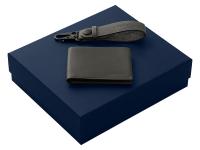 Подарочный набор Long River: кошелек, ремешок для ключей, синяя коробка , размер С лого